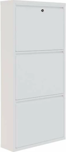 Dollap për këpucë, metalik, 3 pjesë, ngjyrë e bardhë, Skye Decor