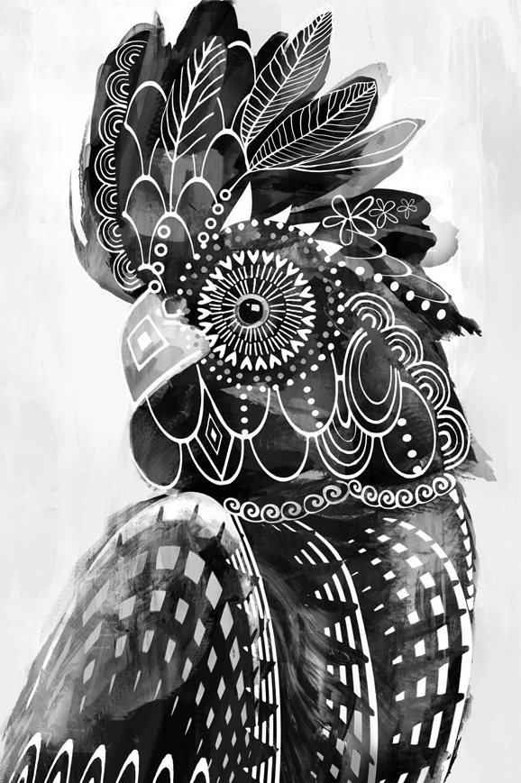 Pikturë dekorative, kanavacë, dru, e zezë dhe e bardhë, 80x120x4cm