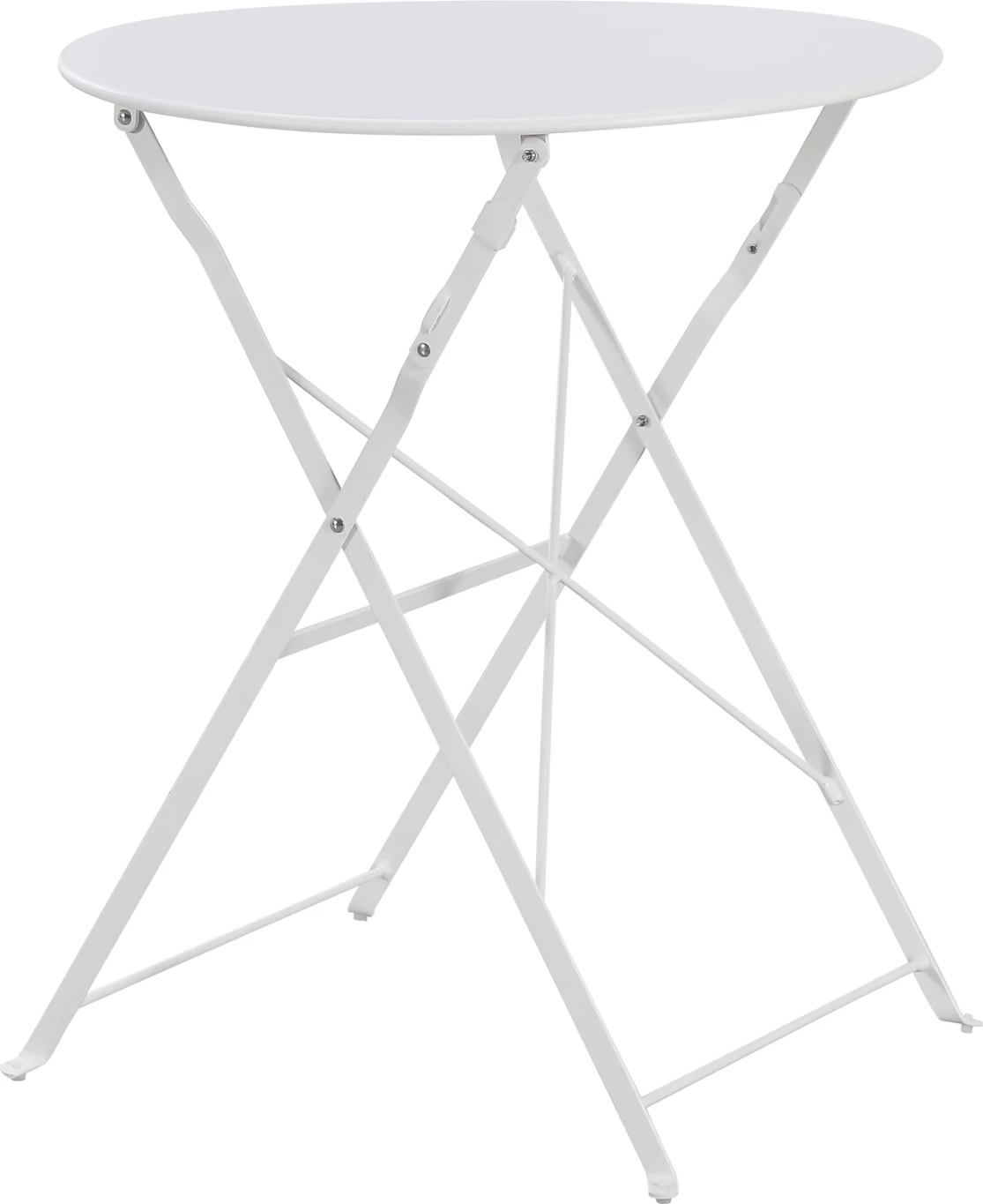Tavolinë e rrumbullakët për jashtë, palosëse, metalike, e bardhë, SOPHIE FH6336.01, 60x70cm