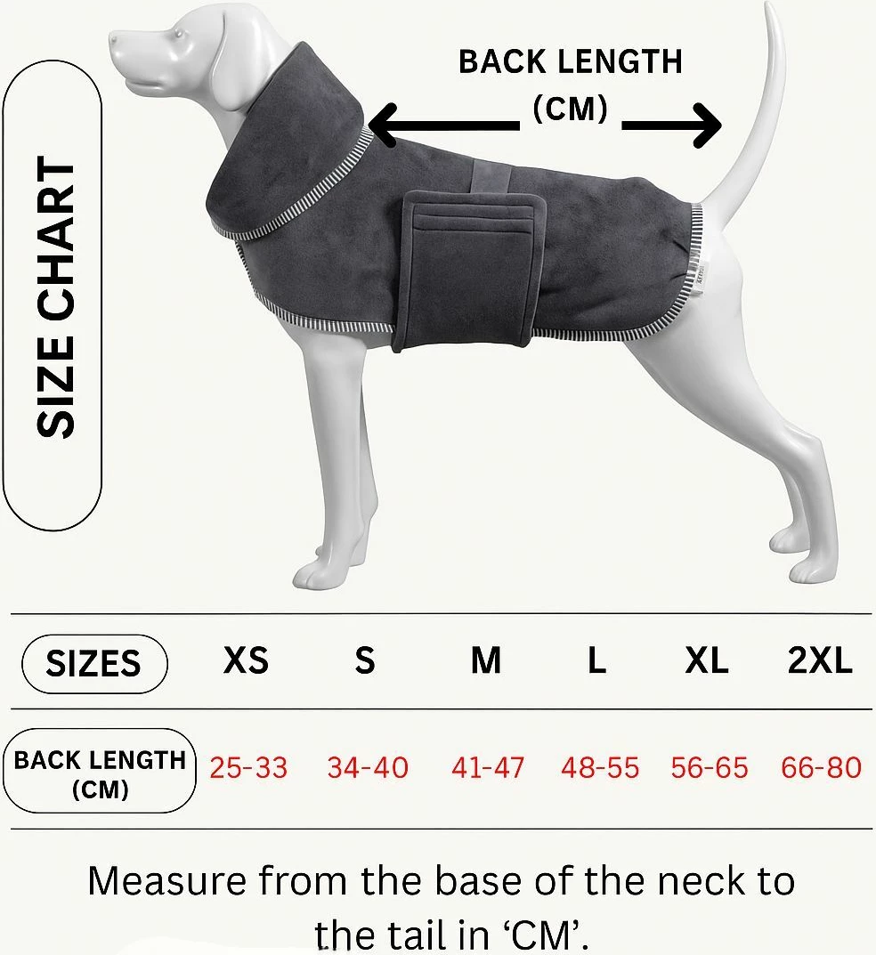 Rrobë banje për qen, ngjyrë gri, Drygown, 2XL