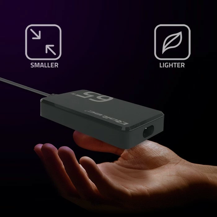 Karikues rrjeti Qoltec 65W GaN, USB-C 3.1, për laptop, MacBook, celular, i zi, me kabllo