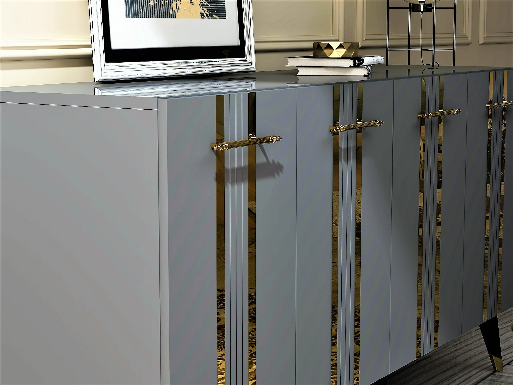 Konsol Hanah Home, Asel, anthracite-gold