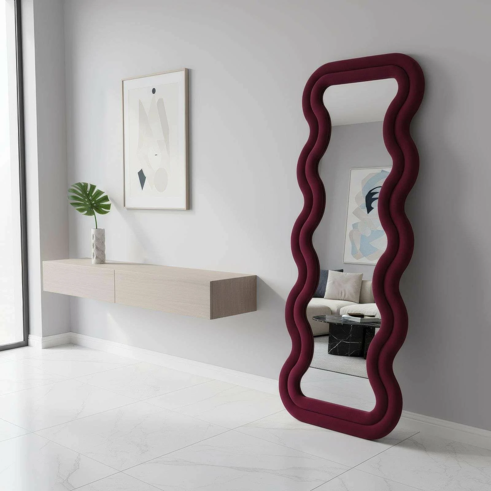Pasqyrë Cheval, ngjyrë e kuqe Claret, Skye Decor, 65x170cm