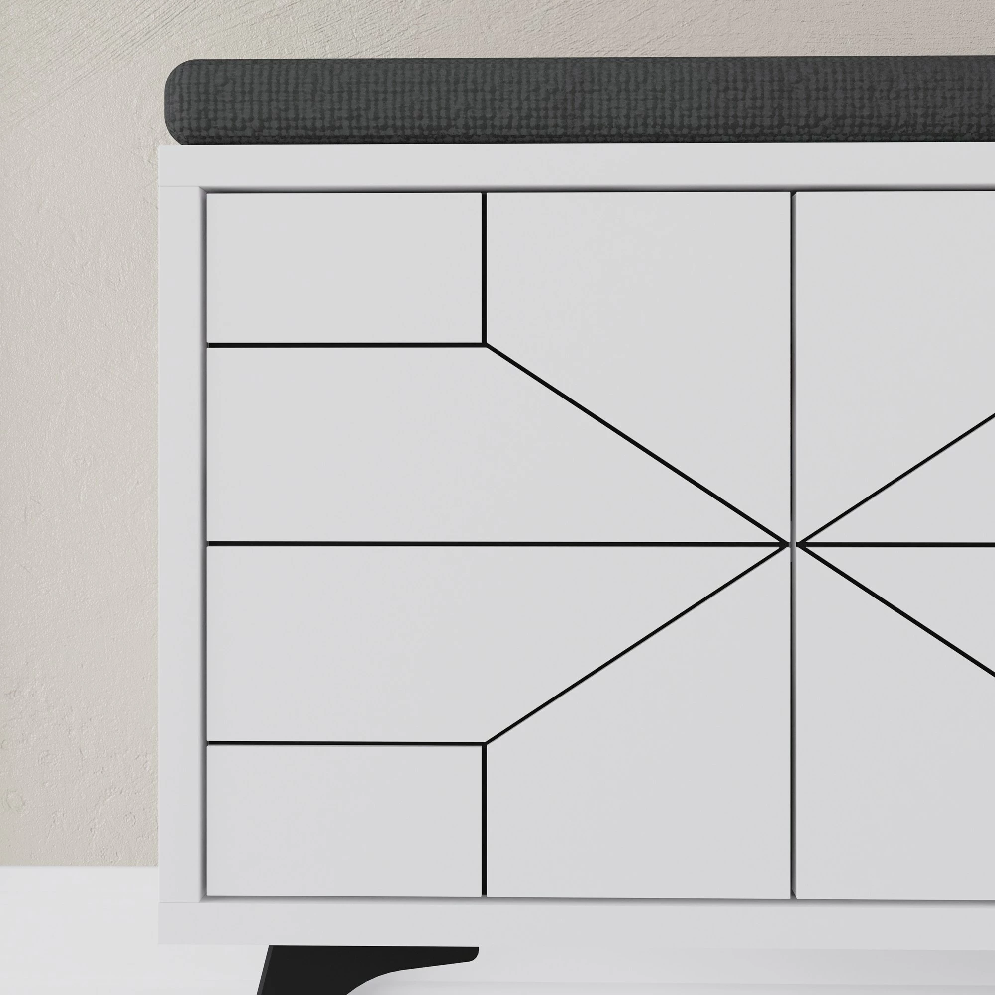 Dollap këpucësh Skye Decor, me ulëse, ngjyrë e bardhë