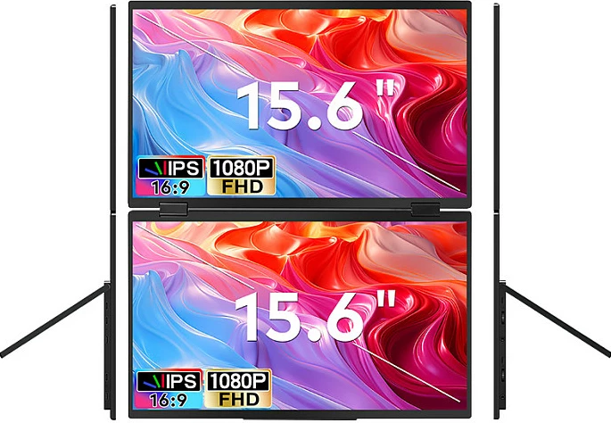 Monitor portativ Extralink Smart Life T01, 2x 15.6", IPS, FHD 1080p, 16:9, i palosshëm, i zi