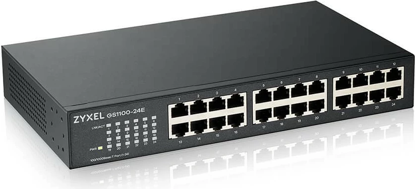 Switch Zyxel GS1100-24E, Unmanaged, Gigabit Ethernet (10/100/1000), Montim në rack, Montim në mur, Ngjyrë e zezë