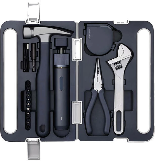 Set veglash HOTO QWDGJ001, 9 pjesë, me kaçavidë elektrike, gri