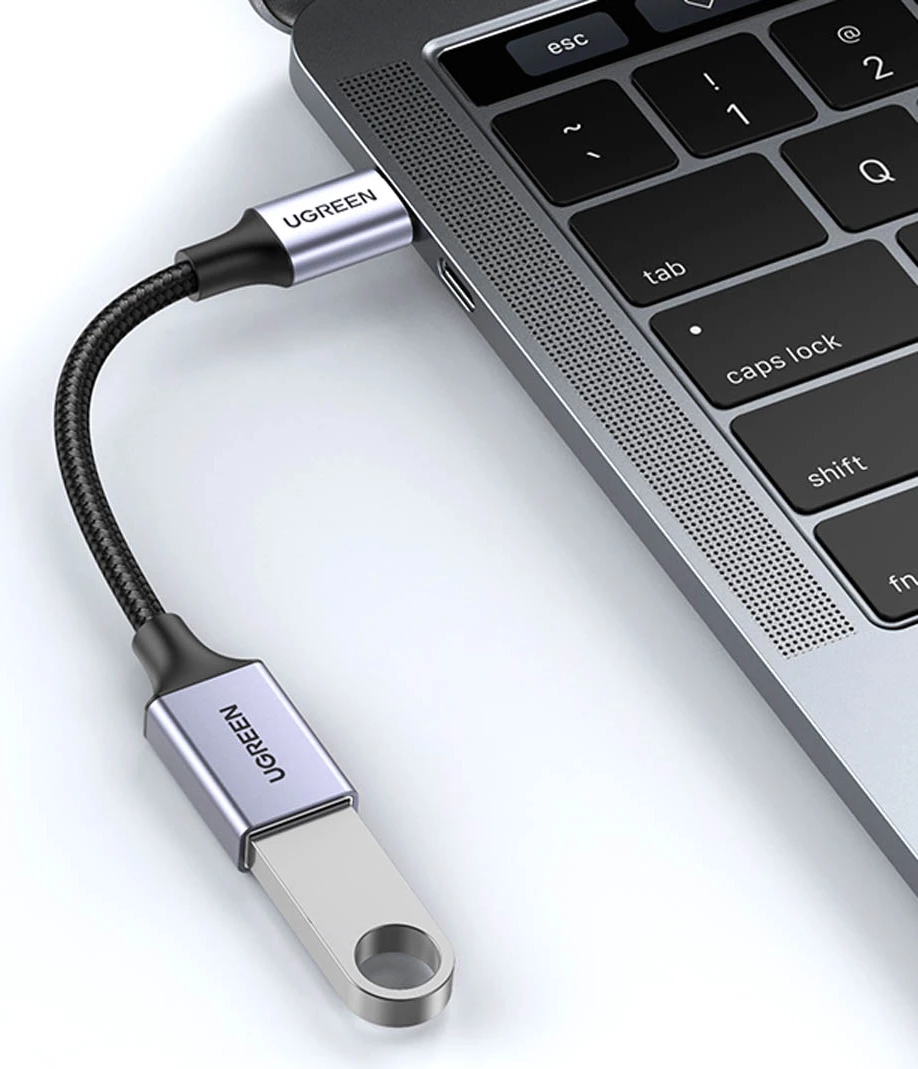 Kabllo adapter OTG Ugreen US378, USB-C (mashkull) në USB-A (femër), 0.15m, e zezë
