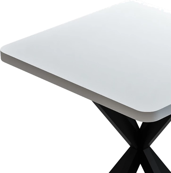 Tavolinë Prestone melamine, ngjyrë bardhë dhe këmbë metalike të zeza, 70x70x75cm