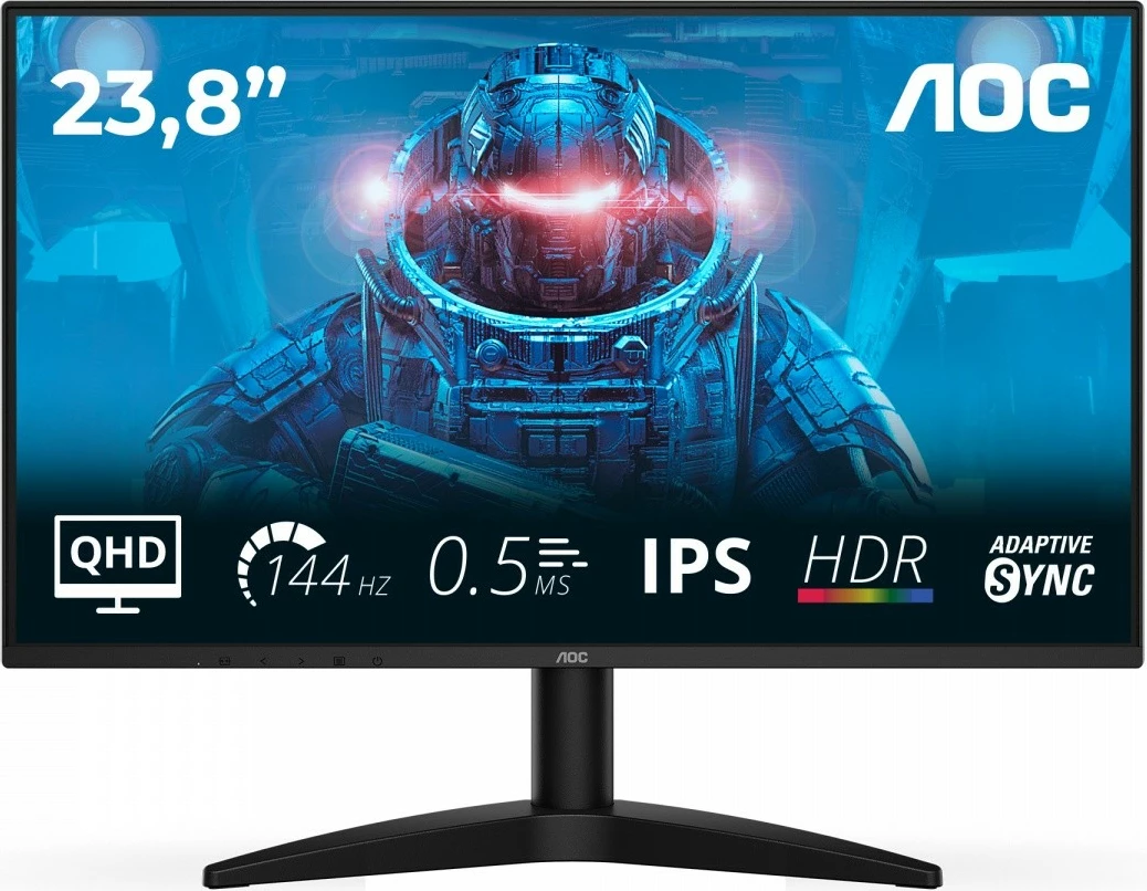 Monitor AOC Q24B36X 23.8" QHD 144Hz IPS HDR Adaptive Sync HDMI DP i zi, me kabllo HDMI 1.5 m