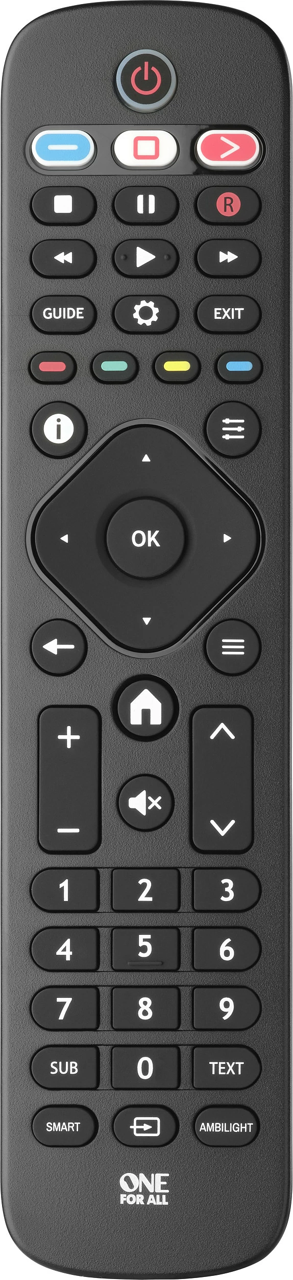 Telekomandë zëvendësuese One For All për TV Philips, IR, me butona, e zezë