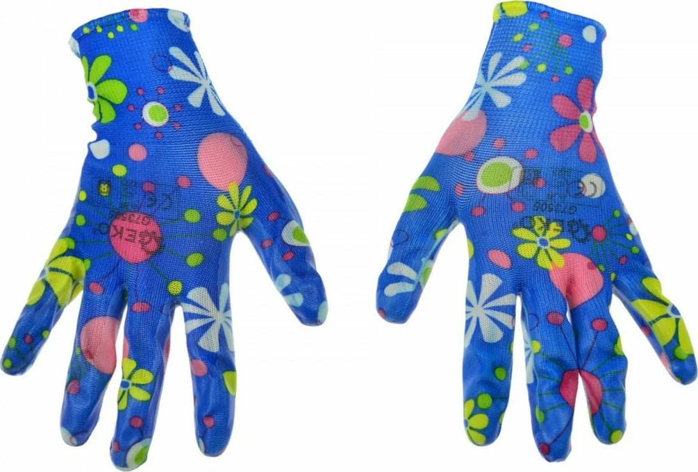 Doreza kopshti Geko G73505, nitrile, madhësi 8'' (M), blu