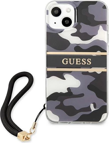 Mbështjellës Guess GUHCP13SKCABBK për iPhone 13 mini 5.4", hardcase, Camo Strap Collection, i zi