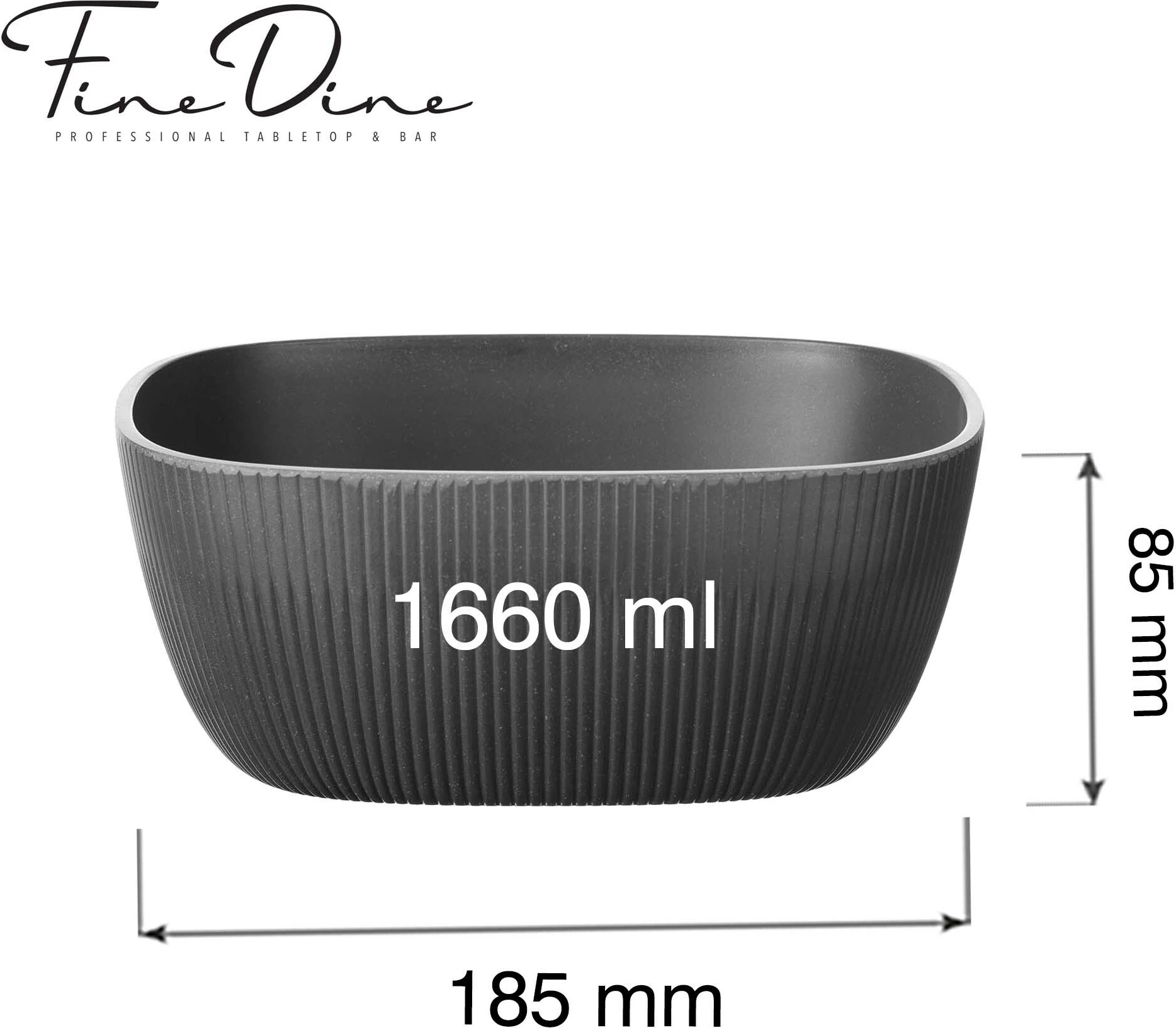 Tas bufeti katror Fine Dine Belize 1.66L 185x185x85mm melaminë, i zi