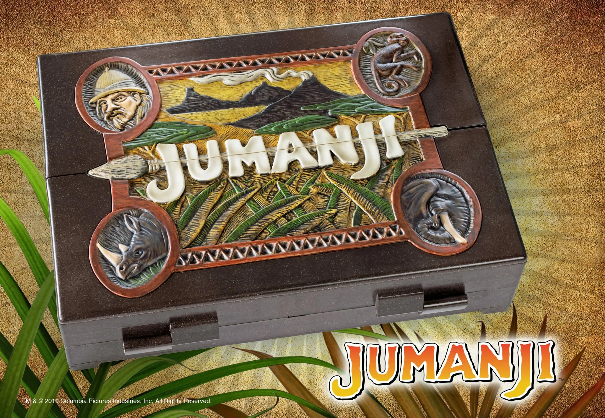 Lojë tavoline NOBLE COLLECTION Jumanji Collector's Replica, 16 x 11 x 4 cm, set me toteme, zare dhe karta, për 2-4 lojtarë, 14+