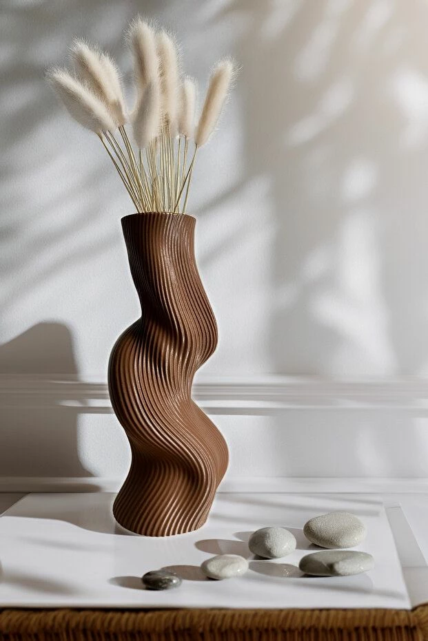 Vazo dekorative Wave, ngjyrë kafe, Evila Originals, 23cm