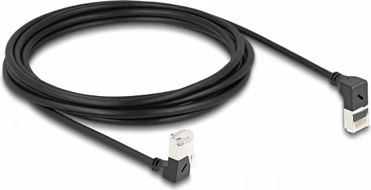 Kabllo rrjeti DeLOCK Cat6A S/FTP Slim, RJ45 90°, 3 m, e zezë