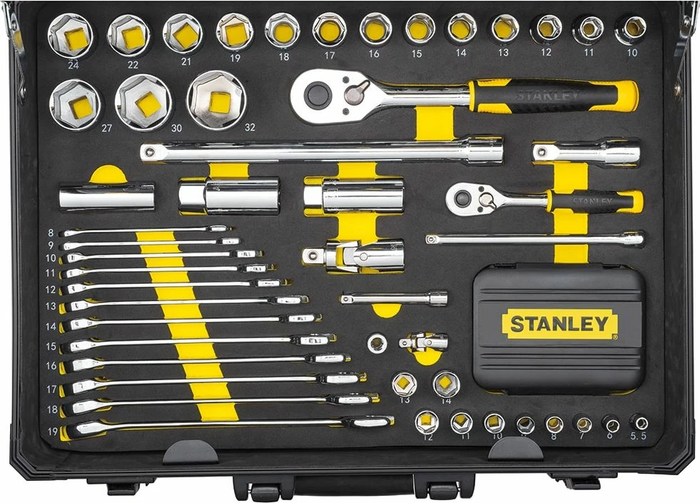 Set veglash Stanley STMT98109-1 142 copë, në valixhe alumini, zi/verdhë