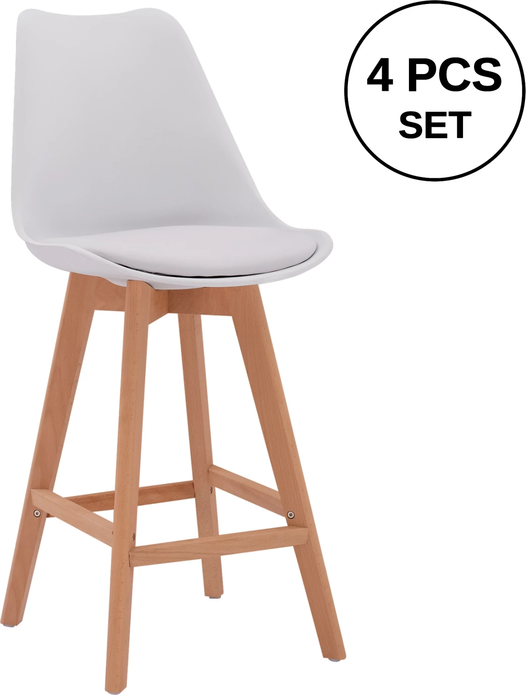 Karrige për bar Vegas FH8000.11, e bardhë, 48x58x105 cm, set prej 4 copash