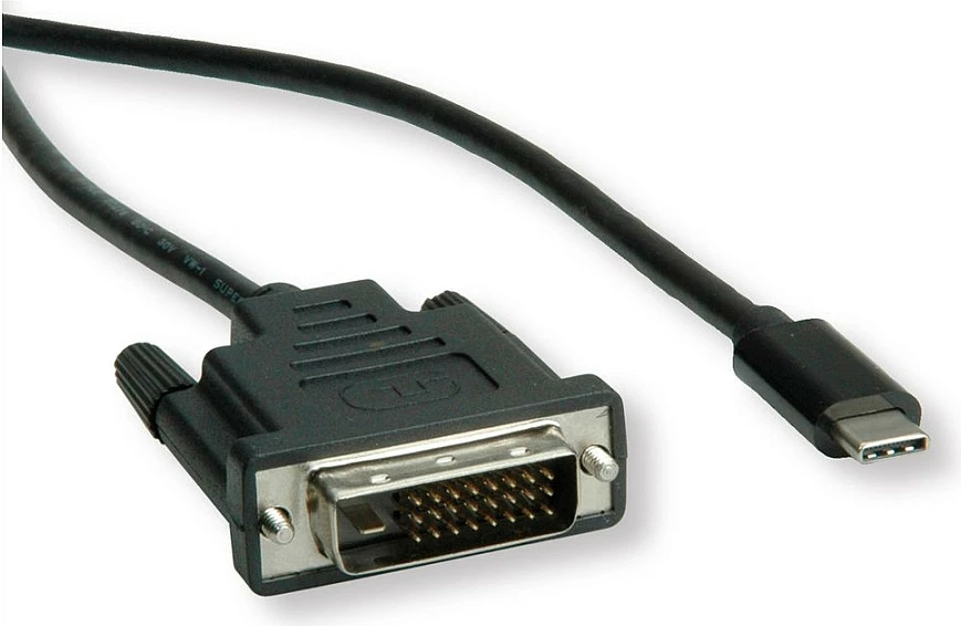 Kabllo ROLINE 11045831 USB-C në DVI-D Dual Link, 2 m, 4K 60Hz, e zezë