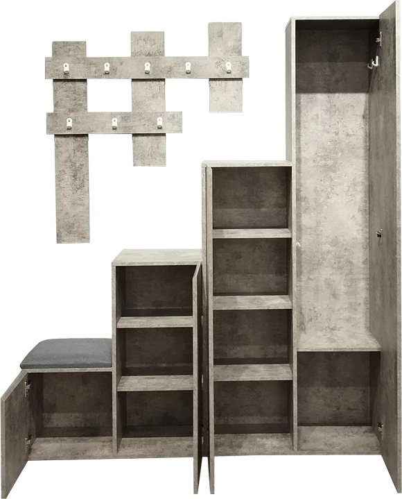 Mobilje korridori Nenich, ngjyrë lisi gri, 150x37x180cm