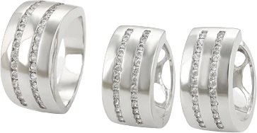 Set I  veshur me platin - unazë + vathë, argjendtë/bardhë/14.68mm/#6