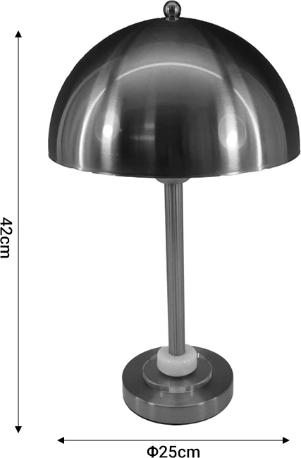 Llambë tavoline Lustrous Inart E27 metalike argjendi D25x42cm