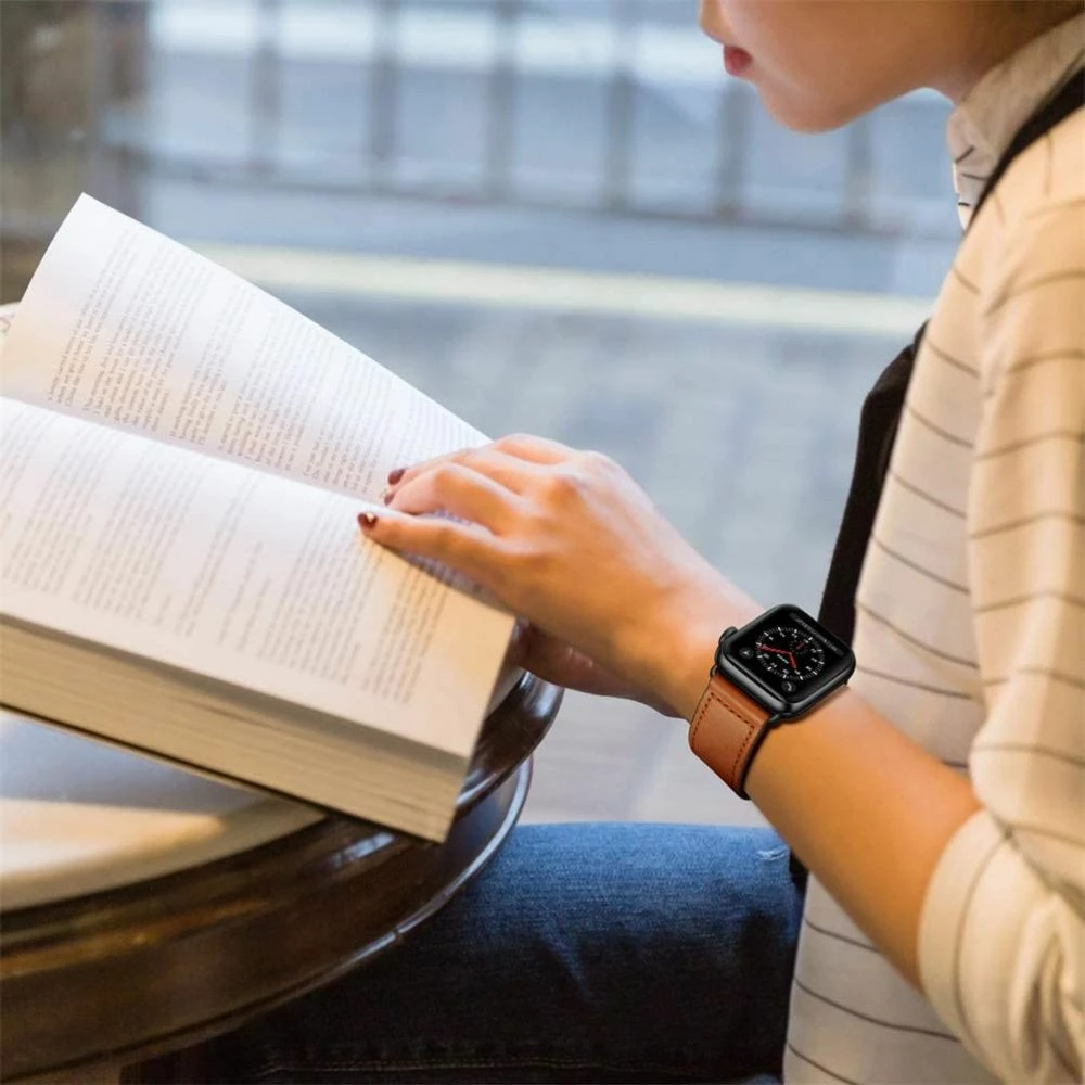 Rrip lëkure për Apple Watch Tech-Protect Leatherfit, 38/40/41 mm, Kafe