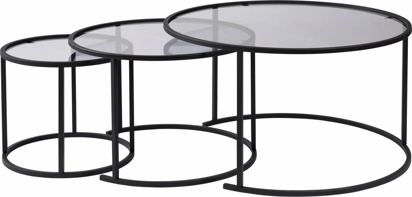 Set tavolinash kafeje Nordure, Aurum - 80, 60, 42 - e zezë, gri