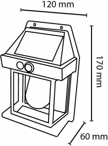 Ndriçues muror solar LED Asalite ASAL0289 3W 100 lm 3000K IP44 120×170 mm, i bardhë