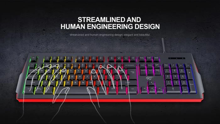 Tastierë gaming HAVIT Gamenote HV-KB866L, USB, RGB LED, layout SLO, 105 taste, e zezë