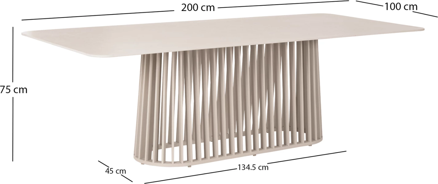 Tavolinë ngrënie për jashtë, seri Eternity, kornizë alumini, ngjyrë fildishi