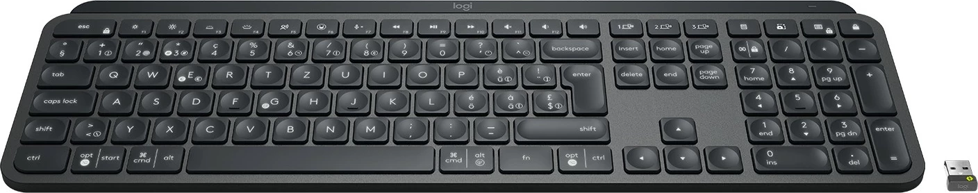 Tastierë Logitech MX Master Keys për Biznes, Full-size, Wireless, Bluetooth, Grafit