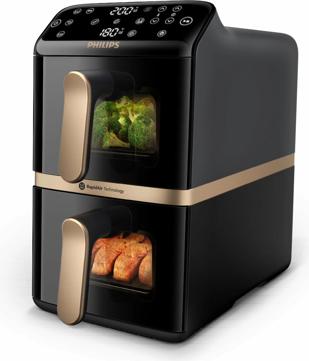 Fritezë pa vaj Philips 4000 Series NA462/70 10L 2750W me dy shporta, touch, e zezë