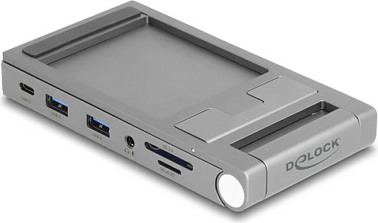 Docking station DeLOCK USB-C 4K me stand, HDMI, USB Hub, SD/MicroSD, PD 60W, gri