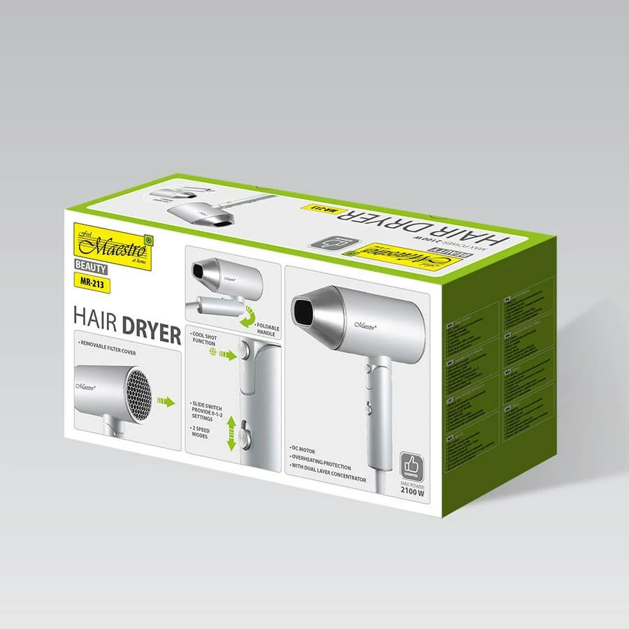 Tharëse flokësh Maestro MR-213, 2100W, Argjendtë