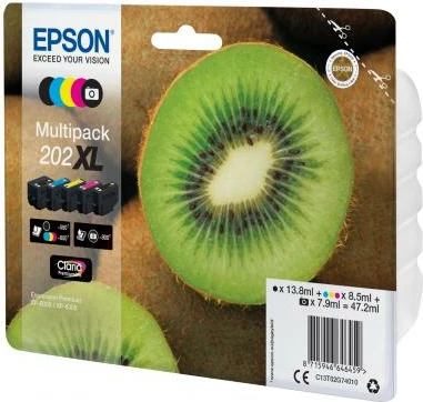 Set kartrixh boje, Epson, 202XL C13T02G74010, Claria Premium 5 ngjyra, 47–53 ml, multipack
