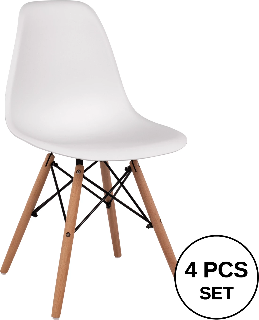 Karrige me këmbë druri dhe sedilje Twistn PP e bardhë FH8460.01 46x50x82 cm, set prej 4 copë