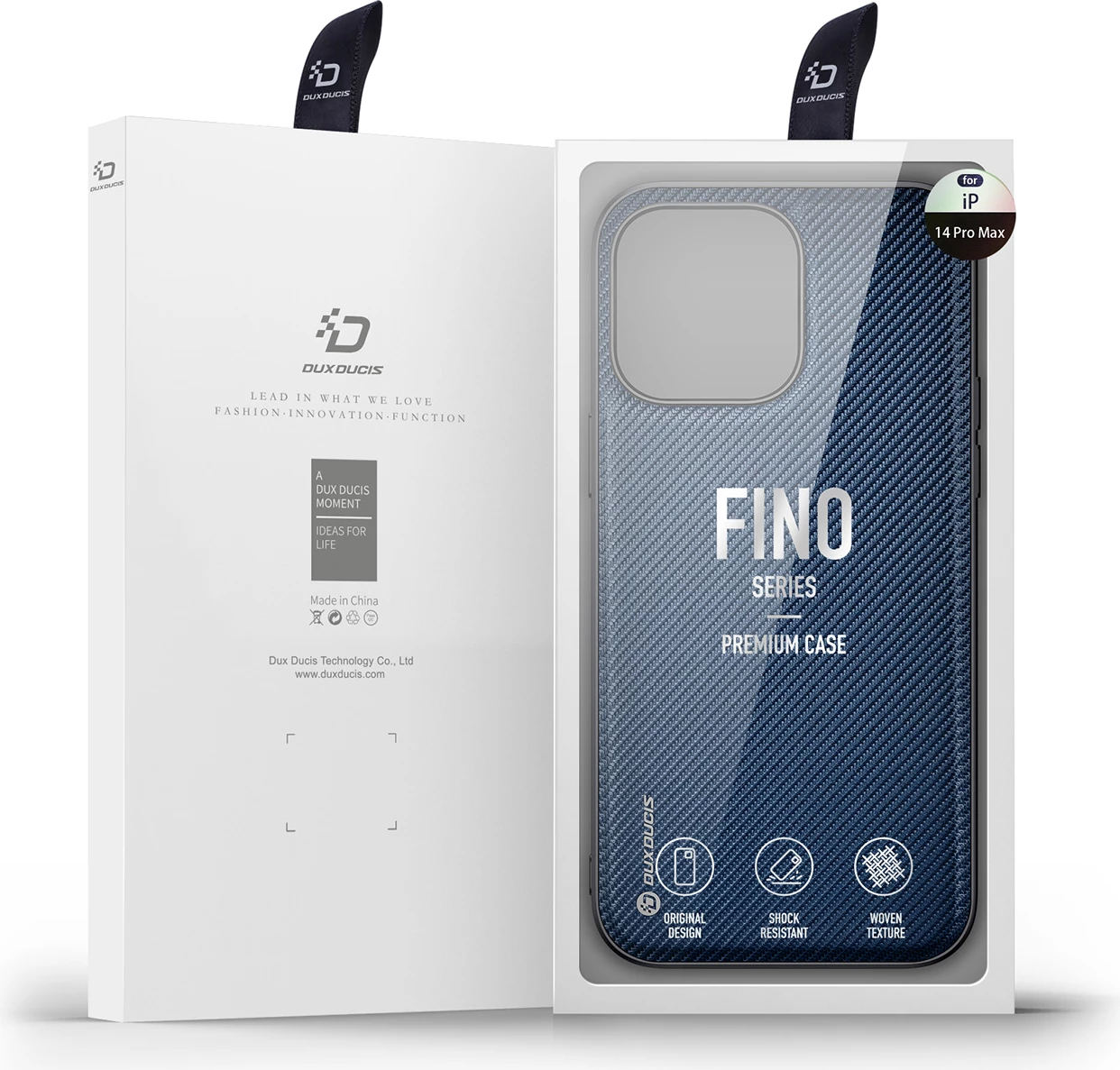 Mbështjellës Dux Ducis Fino për iPhone 14 Pro Max, najlon, kaltër