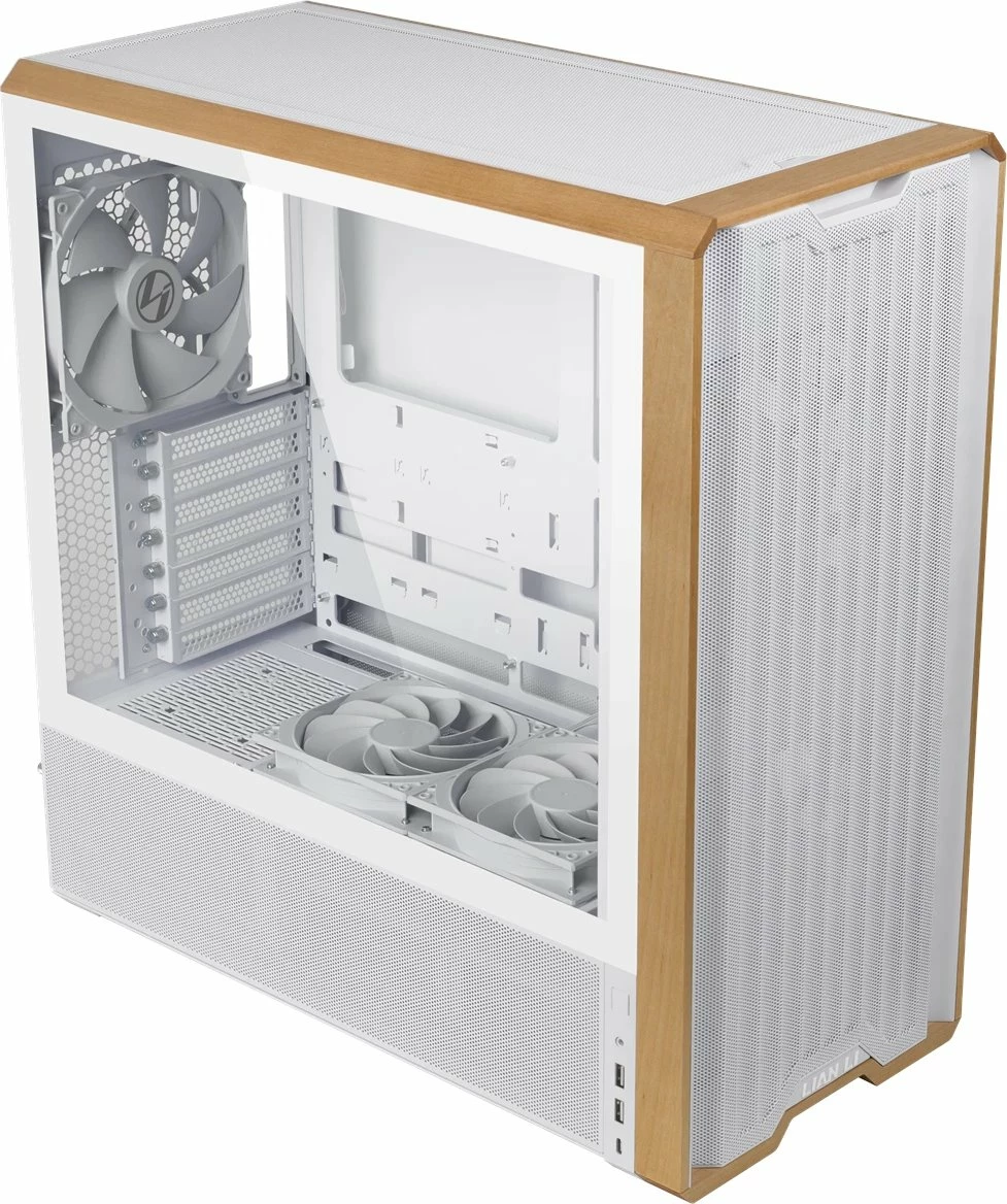 Kasë Lian Li LANCOOL 217 LAN217W midi tower ATX/e-ATX me xham të kalitur dhe panel mesh, e bardhë