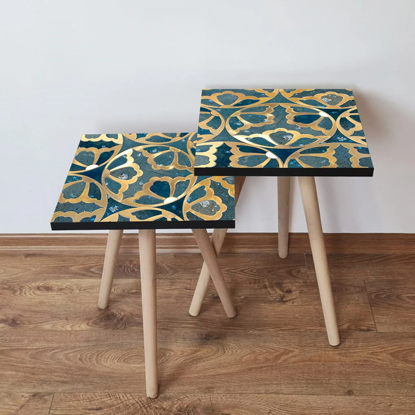 Set tavolinash ndihmëse, dy copë, ngjyrë blu navy, Skye Decor, 2Shp274