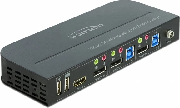 Switch KVM DeLOCK 11482, 2 porta DisplayPort, 8K Ultra HD, USB, i zi