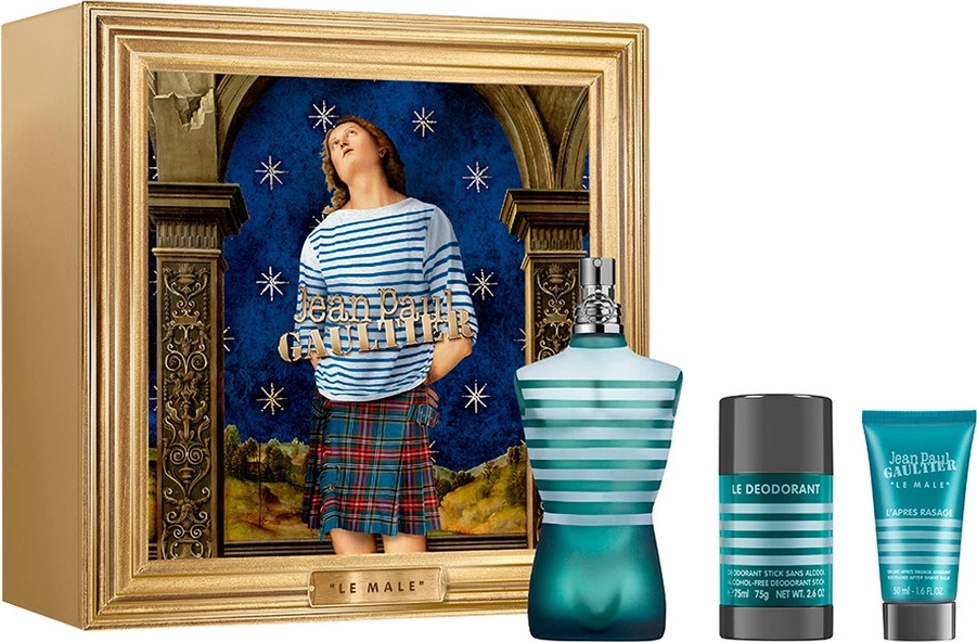 Set Eau de Toilette për meshkuj Jean Paul Gaultier Le Male, 125ml + After Shave Balm 50ml + Deodorant Stick 75g
