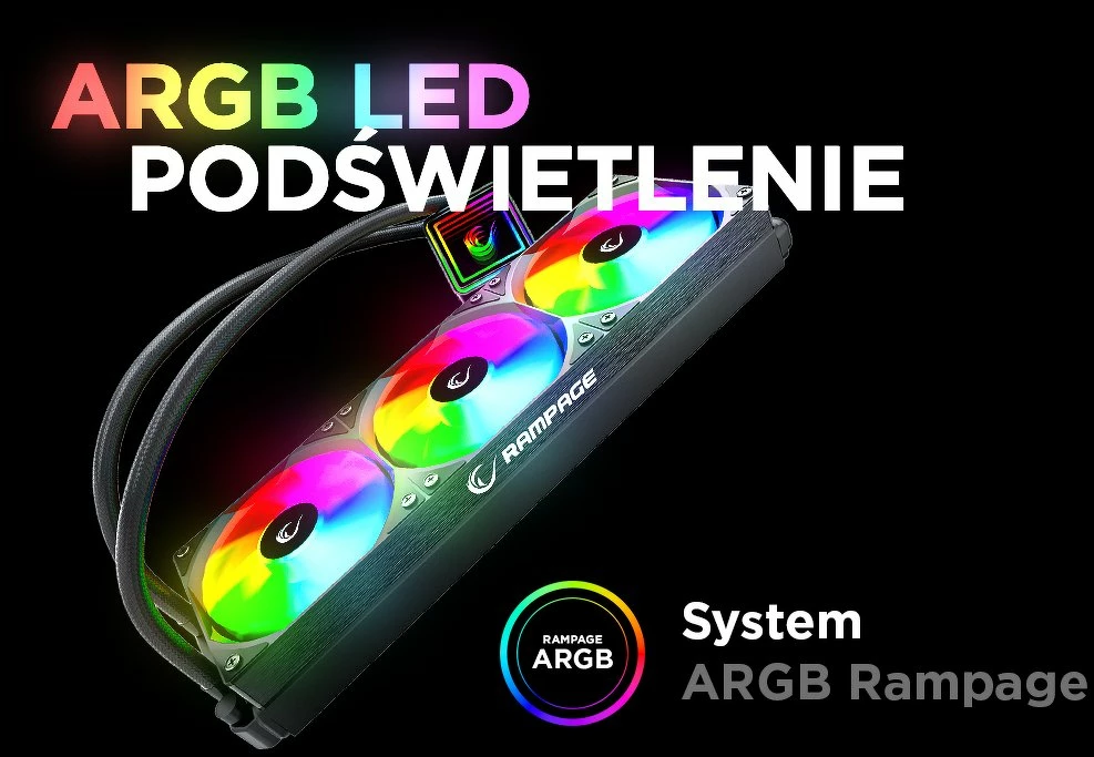 Ftohës uji AIO Rampage INFINITE V360 360mm ARGB me 3x120mm ventilatorë, i bardhë