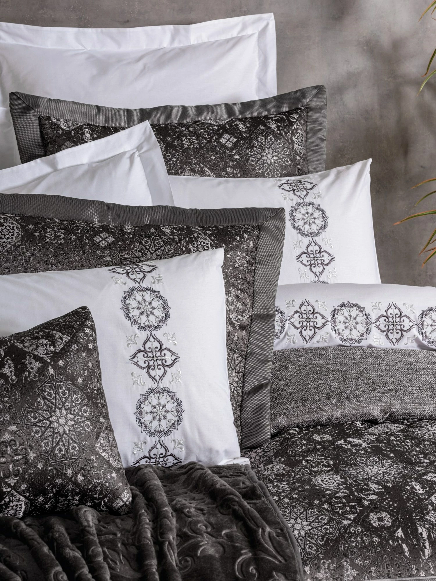 Set dhome gjumi dopio Valeria, anthracite-bardhë