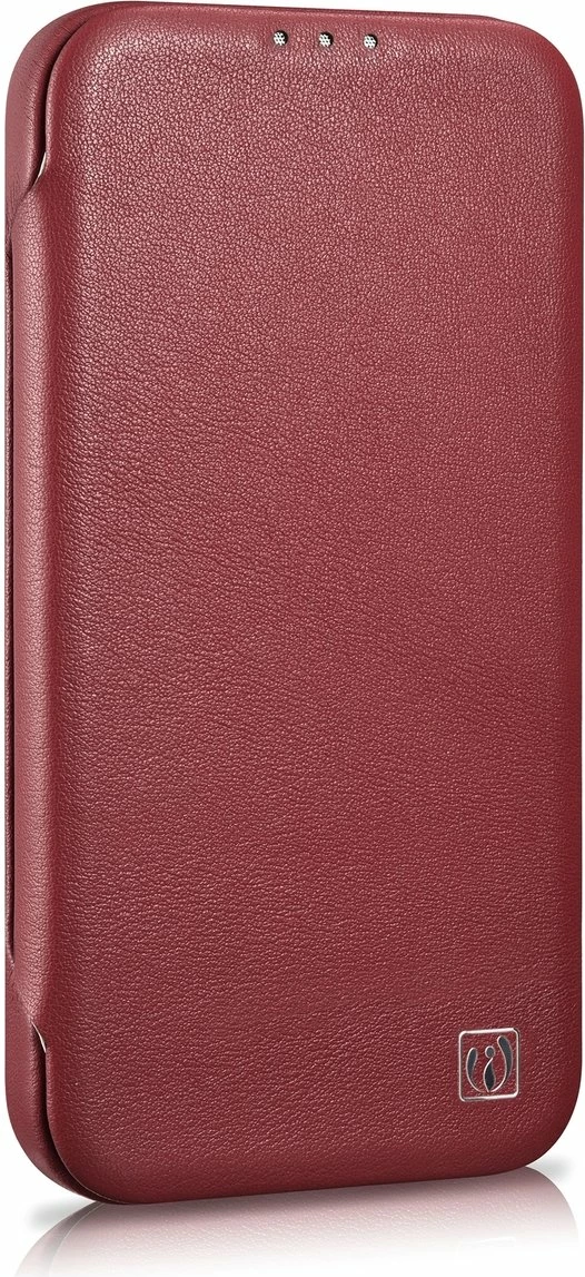 Mbështjellës iCarer CE Premium lëkurë folio për iPhone 14 Pro Max, MagSafe, Kuq