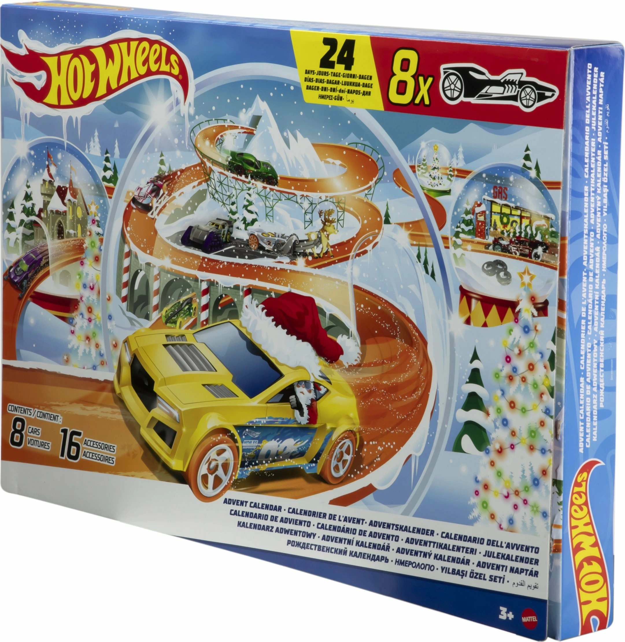 Kalendar adventi Mattel Hot Wheels HTG00, 24 ditë, 8 vetura 1:64 + 16 aksesorë, me tapet loje