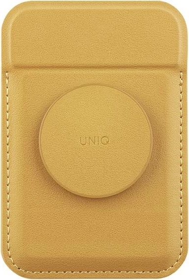 Portofol magnetik për karta UNIQ Flix, me mbajtëse, për celular, e verdhë
