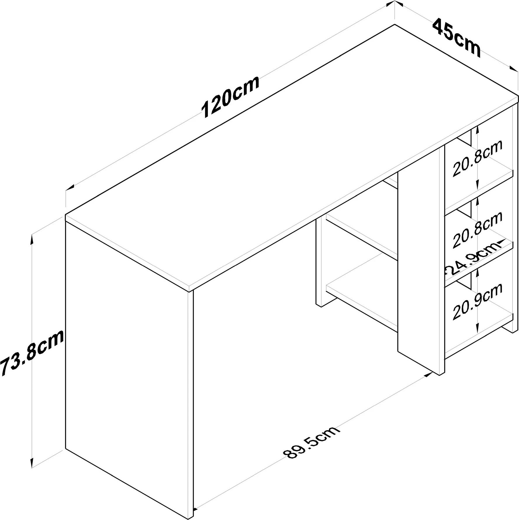 Tavolinë pune për studim, ngjyrë arre dhe antracit, HA108 - 2585