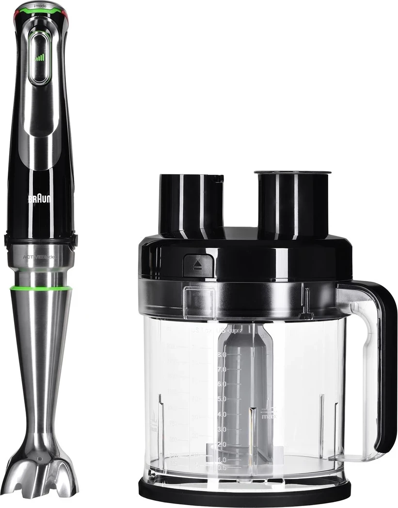 Blender zhytës Braun MultiQuick 9 MQ 9187XLI 1200 W 0.6 L, set me enë procesori, i zi/inox